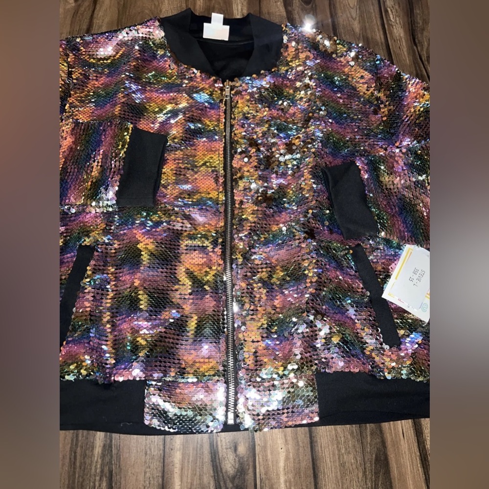 Lularoe Stevie bomber jacket size medium sequins